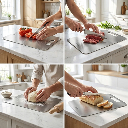 Vanotium cutting board used for vegetables, meat, dough and bread